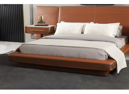 Bed color brown, modern style, luxurious bedroom, comfortable, new.