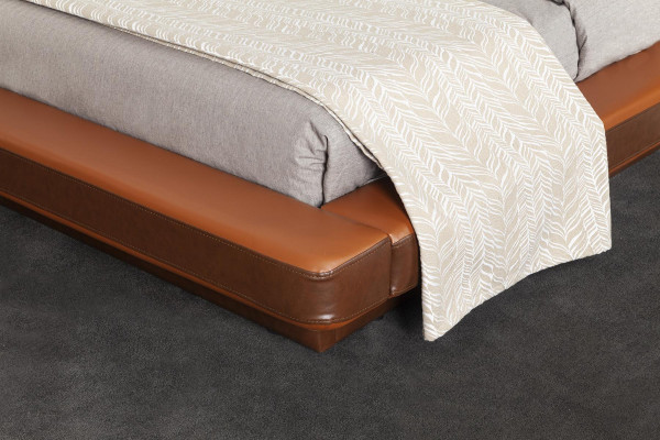 Bed color brown, modern style, luxurious bedroom, comfortable, new.