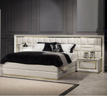 Luxury furniture bed 160x200 cm double bed modern furniture in white bed frames