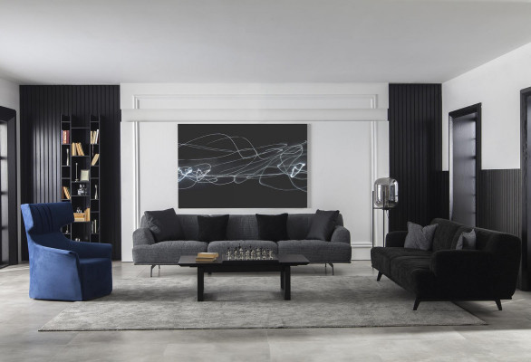 Couch: Four-seater upholstery furniture fabric sofa 284 cm couches big sofas