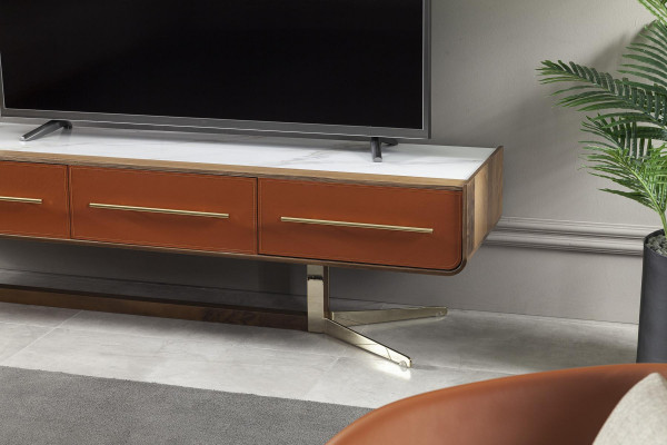 Orange living wall, stainless steel living walls, living room furniture, TV media wall