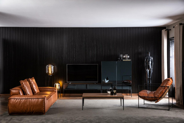 RTV wall unit with mirror, TV fronts, black brown cabinet wall unit.
