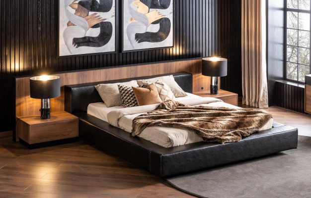 Luxury bed with nightstands loft bedroom furniture beds sets upholstered
