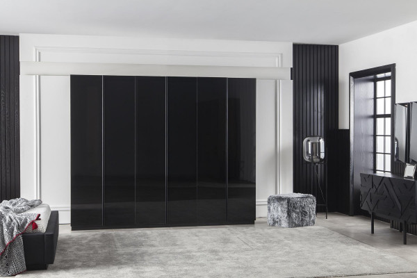 Wardrobe 264cm Cabinet Furniture Bedroom Black Wooden Wardrobe