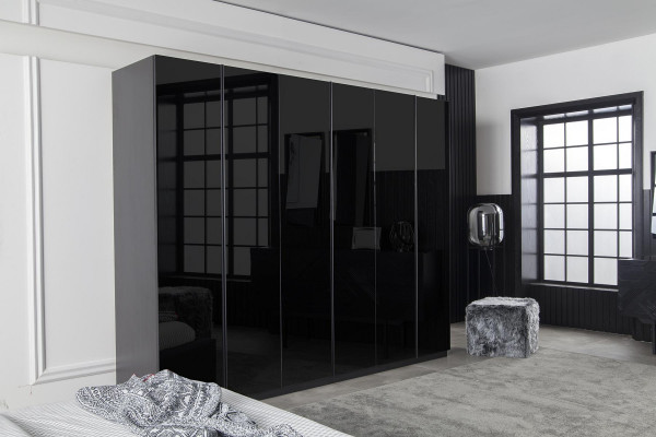 Wardrobe 264cm Cabinet Furniture Bedroom Black Wooden Wardrobe