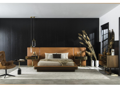 Design bedroom bed with two luxury nightstands glass tables beds hotel