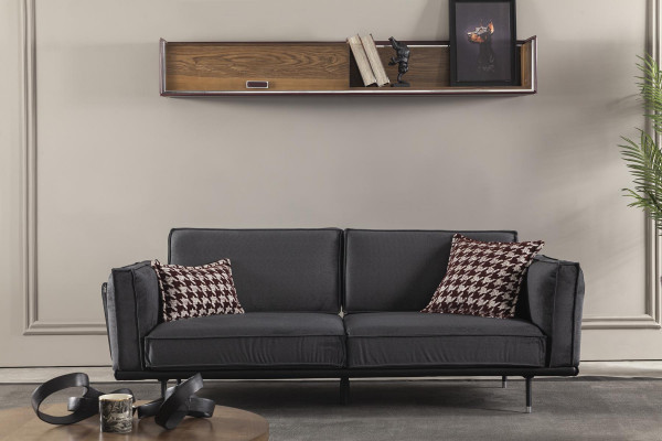 Luxury sofa three-seater Italian style furniture gray upholstered couch soft