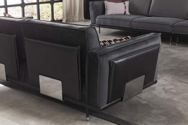 Luxury sofa three-seater Italian style furniture gray upholstered couch soft