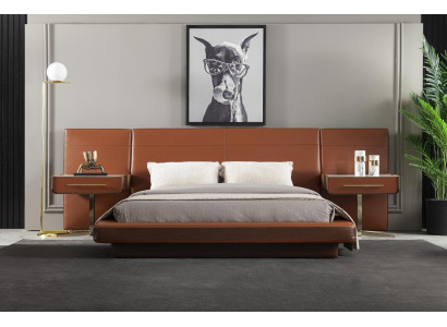 Orange bedroom bed double bed 2x nightstands beds furniture 3-piece set.