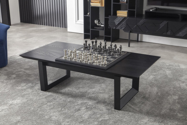 Black wall unit, high-quality cabinet walls, luxury extension wall, 2-piece coffee table