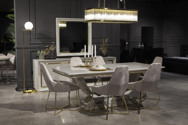 Luxury dining room set dining sets dining table furniture set table 6 armchairs