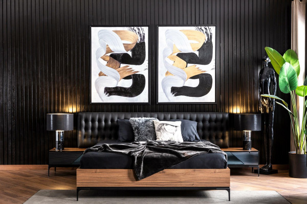 Bedroom furniture complete set suite bed nightstands wardrobe 4-piece.