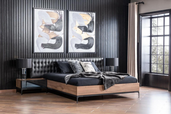 Bedroom furniture complete set suite bed nightstands wardrobe 4-piece.