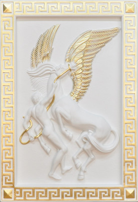 Pegasus Wall Relief Antique Style Relief Wall Painting Ancient Handcrafted Picture Horse