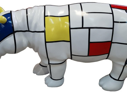Colorful Abstract Figure Hippopotamus 100 cm Modern Decorative Figurines Genuine Handcrafted