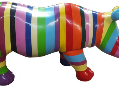 Rhinoceros Abstract Sculptures Colorful Figure Painted Statues Garden Handicraft Art