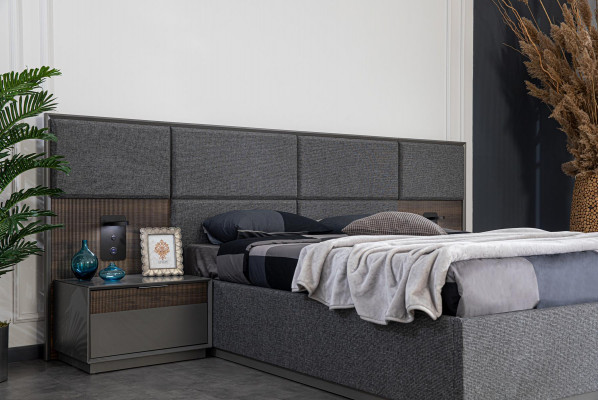 Bed 2x Nightstand Wardrobe 4-piece Set Bedroom Luxury New