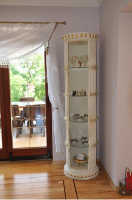 Showcase glass bar corner shelf amphora bevel base column cabinet display shelves 1860