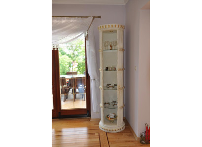 Showcase glass bar corner shelf amphora bevel base column cabinet display shelves 1860