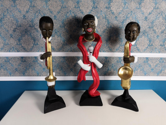 3X DESIGNER SET FIGURINE SCULPTURES STATUES MUSICIAN XXL BIG FIGURES STATUE