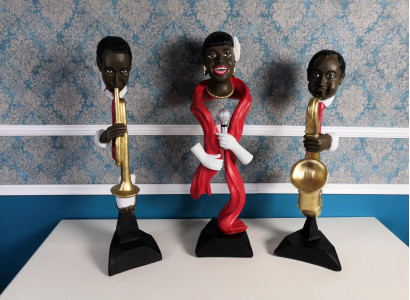 3X DESIGNER SET FIGURINE SCULPTURES STATUES MUSICIAN XXL BIG FIGURES STATUE