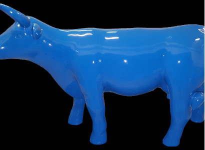 Blue Cow Decor Statue Figures Genuine Handcrafted Sculpture Abstract Decoration