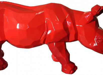 Red Rhinoceros Figure Statue Figures Statues Sculpture Garden Decoration Abstract