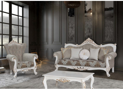 3-piece sofa set, coffee table, upholstered set, couches, Chesterfield.