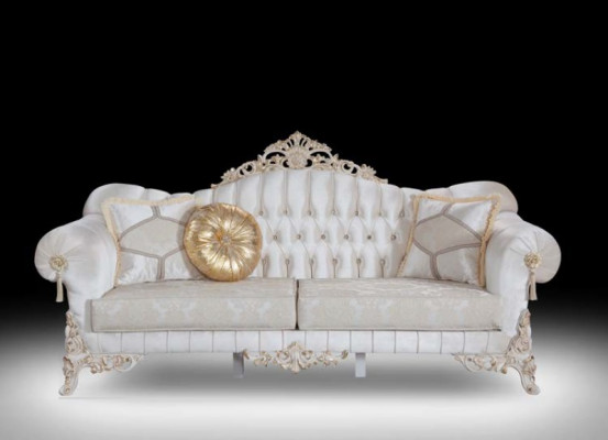 Luxurious sofa set for the living room in classic style in the color white