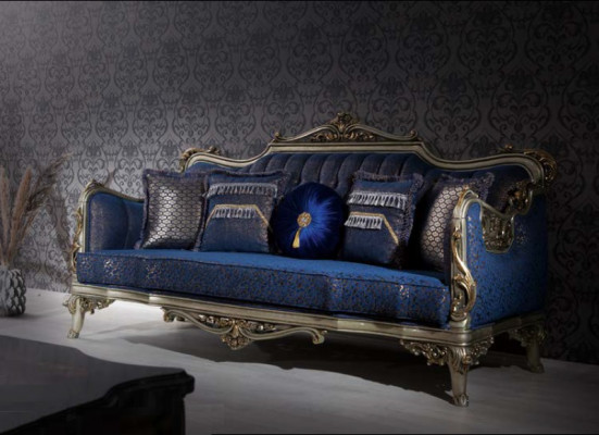 Exquisite classic sofa for the living room with golden patterns
