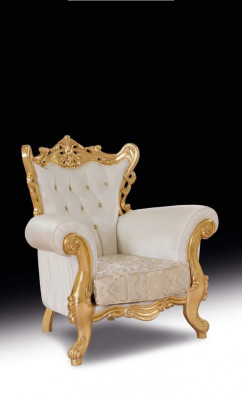 Chesterfield Chair White Couch 1-Seater Wood Textile Couches Upholstery New
