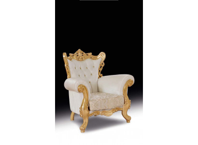 Chesterfield Chair White Couch 1-Seater Wood Textile Couches Upholstery New