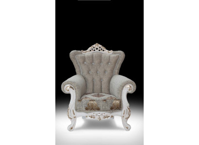 Beautiful armchair in classic style for the living room with shiny patterns