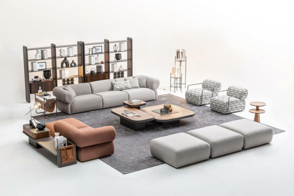 Large Living Room Set Five-Seater Three-Seater Armchair Ottoman Sofa Suite