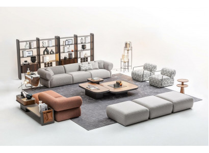 Large Living Room Set Five-Seater Three-Seater Armchair Ottoman Sofa Suite