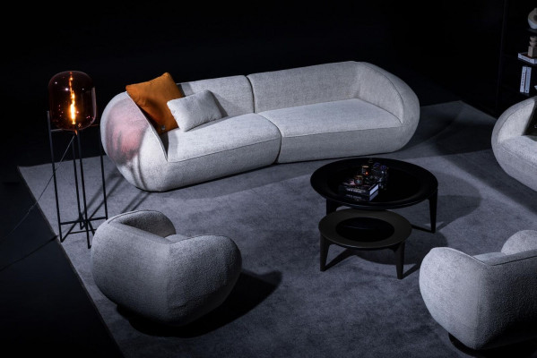 Gray luxury sofa set, four-seater armchair, luxury couches, textile furniture.