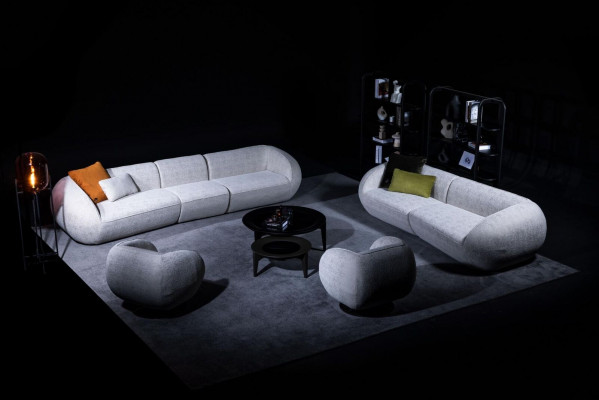 Large five-seater living room furniture textile couches luxury modern furniture