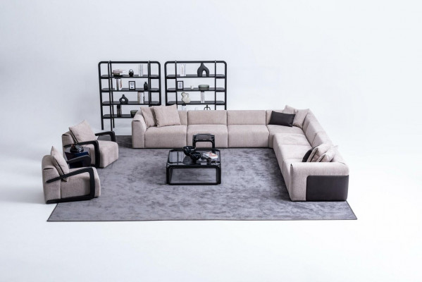Luxury Sofa Set Seating Group Living Landscape L-Shaped Sofa Armchair Textile New