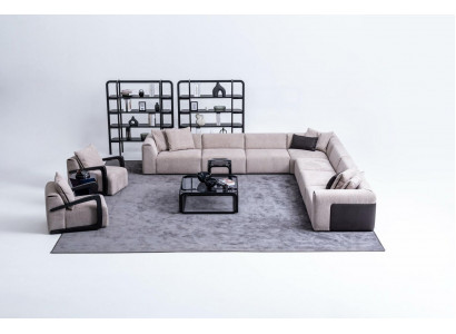 Luxury Sofa Set Seating Group Living Landscape L-Shaped Sofa Armchair Textile New