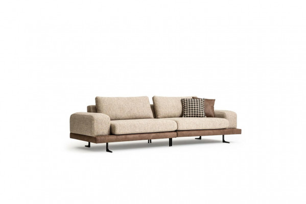 Beige sofa luxury three-seater modern style living room couch upholstery furniture