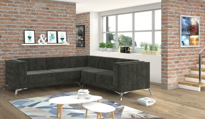 Living Landscape Corner Sofa L-Shape Sofa Couch Decor Design Couch Textile Modern