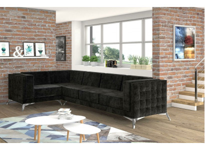 Chesterfield sectional sofa L-shape fabric design couch upholstery seat textile sofa corner new