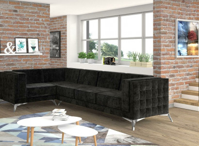 Chesterfield sectional sofa L-shape fabric design couch upholstery seat textile sofa corner new