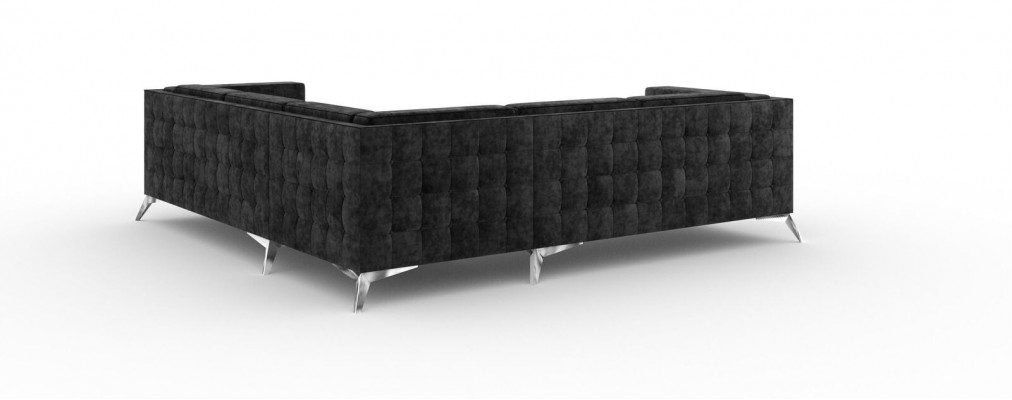 Black velvet design corner sofa Chesterfield sofa couch living landscape fabric seat