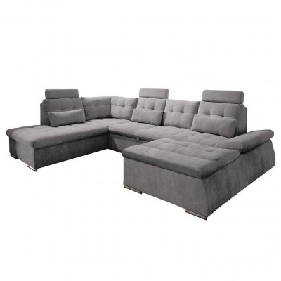 Corner sofa U-shape living area suite with bed function upholstery design