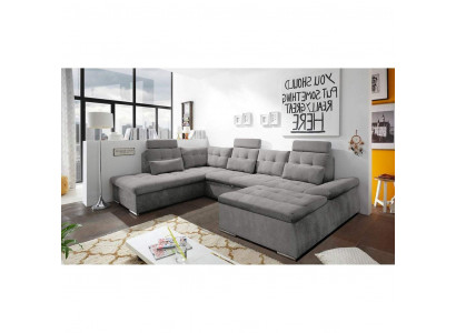 Corner sofa U-shape living area suite with bed function upholstery design