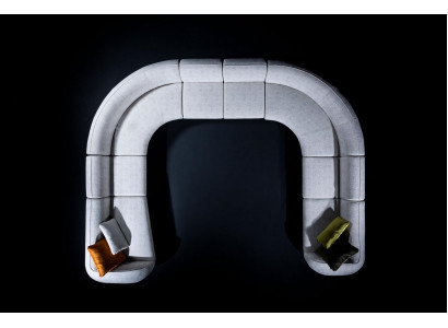 Sofa U-Shape Luxury Living Room Design Modern Textile Living Area Couch