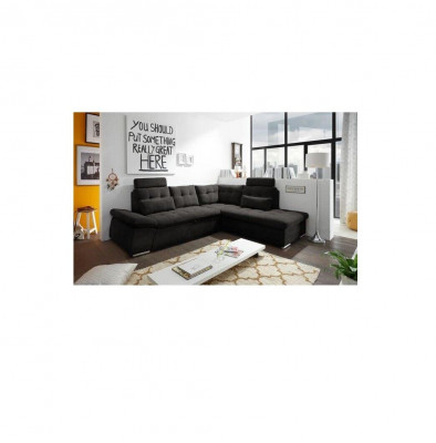 Sectional L-shape sofa couch design modern fabric upholstery with bed function
