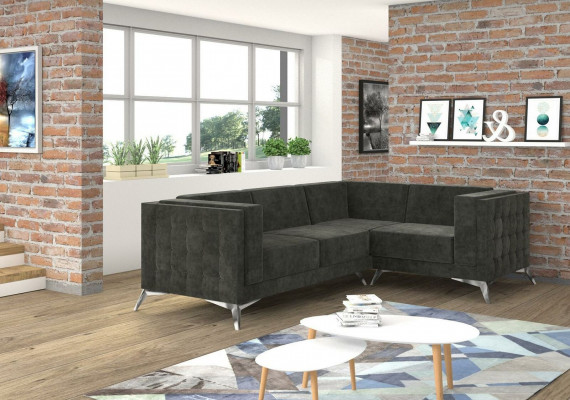 Chesterfield sectional sofa L-shape fabric couch design upholstered seat textile sofa corner new