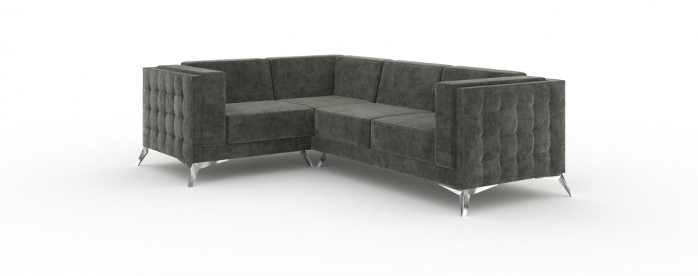 Chesterfield sectional sofa L-shape fabric couch design upholstered seat textile sofa corner new